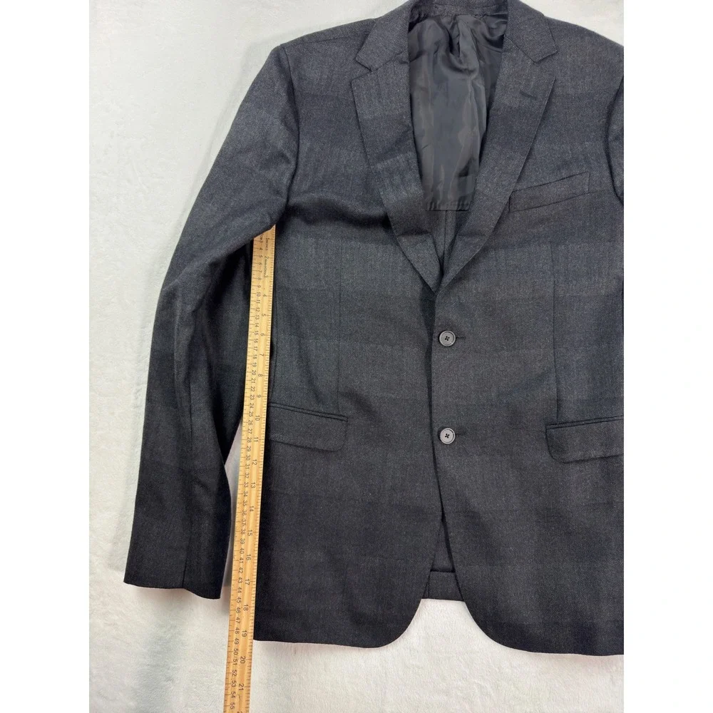 Z Zegna Mens 52L Charcoal Grey Wool Silk Herringbone Blazer Jacket Drop 8 Deco